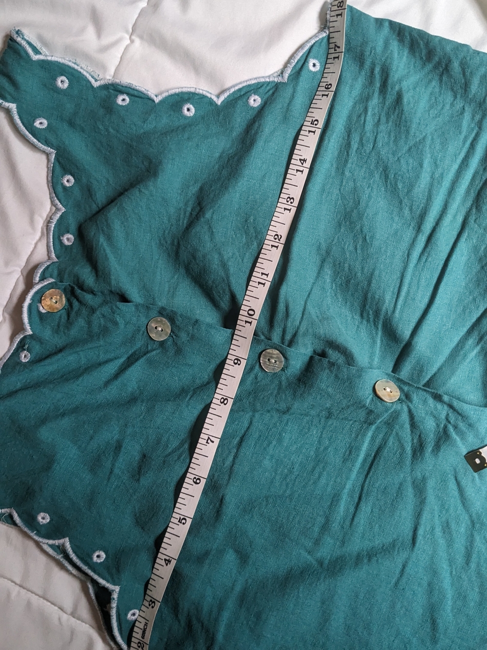Christian Siriano Teal Embroidered Scallop-Cut Camisole - Picture 7 of 8